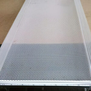 Clear Prism Acrylic # 240LB W/ White End Cap Wrap Diffuser – 10″ x 2-1/4″ x 47-7/8″; 7-11/16″ H-H; “J” Hook